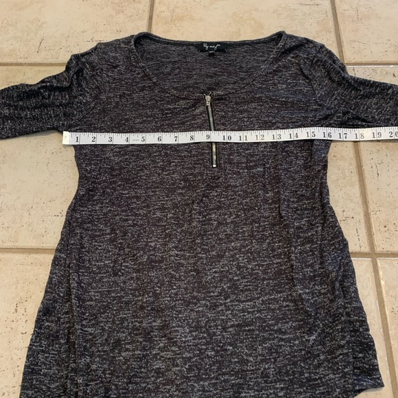 Lily Morgan Heathered Gray Quarter-Zip Long Sleeve Top - Size M/M - Picture 2 of 5